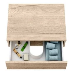 Arezzo Wall Hung Countertop Basin Shelf with Drawer - Rustic Oak - 600 x 450mm -Countertop Vanity Units Sales ABCTOK6 d4 460