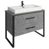 Arezzo Countertop Basin Unit - Concrete-Effect with Black Frame - 1000mm inc. Basin -Countertop Vanity Units Sales AZ10CB2D p