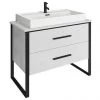 Arezzo Countertop Basin Unit - Gloss White with Black Frame - 1000mm inc. Basin 1 Arezzo Countertop Basin Unit - Gloss White with Black Frame - 1000mm inc. Basin -Countertop Vanity Units Sales AZ10WB2D p