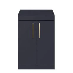 Arezzo Floor Standing Countertop Vanity Unit - Matt Blue - 600mm with Brushed Brass Handles -Countertop Vanity Units Sales AZB6FSWBB d2 460