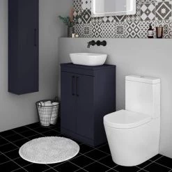 Arezzo Floor Standing Countertop Vanity Unit - Matt Blue - 600mm with Matt Black Handles -Countertop Vanity Units Sales AZB6FSWBK d3 460