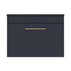 Arezzo Wall Hung Countertop Vanity Unit - Matt Blue - 600mm with Black Worktop & Brushed Brass Handle -Countertop Vanity Units Sales AZB6WHWBBB d5 460