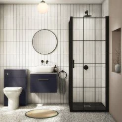 Arezzo Wall Hung Countertop Vanity Unit - Matt Blue - 600mm with White Worktop & Brushed Brass Handle -Countertop Vanity Units Sales AZB6WHWBBW d5 460