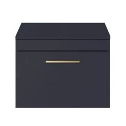 Arezzo Wall Hung Countertop Vanity Unit - Matt Blue - 600mm with Brushed Brass Handle -Countertop Vanity Units Sales AZB6WHWBB d2 460