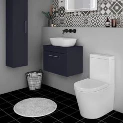 Arezzo Wall Hung Countertop Vanity Unit - Matt Blue - 600mm with Chrome Handle 9 Arezzo Wall Hung Countertop Vanity Unit - Matt Blue - 600mm with Chrome Handle -Countertop Vanity Units Sales AZB6WHWCH d3 460