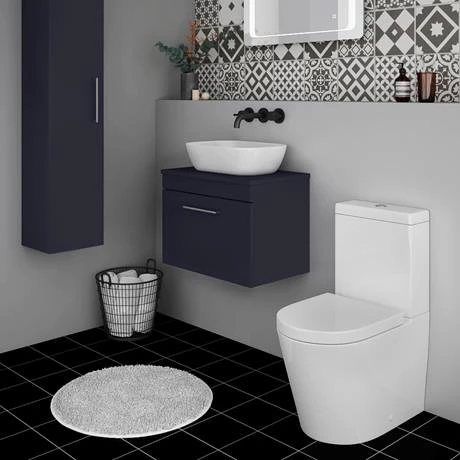 Arezzo Wall Hung Countertop Vanity Unit - Matt Blue - 600mm with Chrome Handle 6 Arezzo Wall Hung Countertop Vanity Unit - Matt Blue - 600mm with Chrome Handle - Image 4