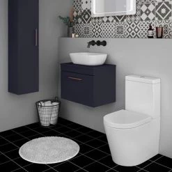 Arezzo Wall Hung Countertop Vanity Unit - Matt Blue - 600mm with Rose Gold Handle -Countertop Vanity Units Sales AZB6WHWRG d3 460