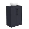 Arezzo Countertop Basin Unit - Blue with Black Handles - 600mm inc. Basin -Countertop Vanity Units Sales AZBFSMB410 p