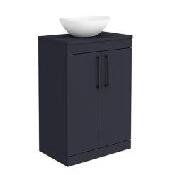 Arezzo Countertop Basin Unit - Blue with Black Handles - 600mm inc. Basin