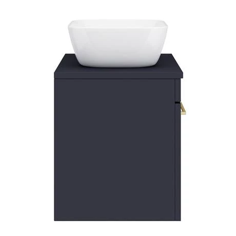 Arezzo Wall Hung Countertop Basin Unit - Blue with Brushed Brass Handle - 600mm inc. Basin 8 Arezzo Wall Hung Countertop Basin Unit - Blue with Brushed Brass Handle - 600mm inc. Basin - Image 6