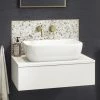 Arezzo Floating Basin Shelf with Drawer - Matt White - 600mm inc. Curved Rectangular Basin -Countertop Vanity Units Sales AZCTWHT6B1 n p