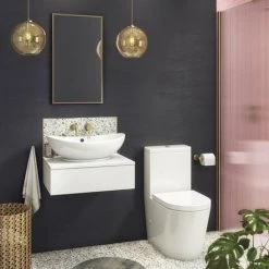 Arezzo Floating Basin Shelf with Drawer - Matt White - 600mm inc. Oval Basin -Countertop Vanity Units Sales AZCTWHT6B3 d6 460