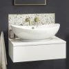 Arezzo Floating Basin Shelf with Drawer - Matt White - 600mm inc. Oval Basin -Countertop Vanity Units Sales AZCTWHT6B3 n p