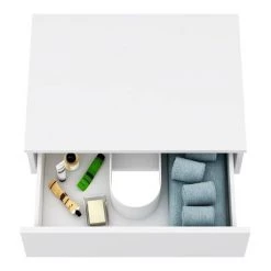 Arezzo Wall Hung Countertop Basin Shelf with Drawer - Matt White - 600 x 450mm -Countertop Vanity Units Sales AZCTWHT6 d3 460