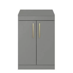 Arezzo Floor Standing Countertop Vanity Unit - Matt Grey - 600mm with Brushed Brass Handles -Countertop Vanity Units Sales AZG6FSWBB d2 460