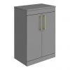 Arezzo Floor Standing Countertop Vanity Unit - Matt Grey - 600mm with Brushed Brass Handles -Countertop Vanity Units Sales AZG6FSWBB np