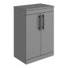 Arezzo Floor Standing Countertop Vanity Unit - Matt Grey - 600mm with Industrial Style Matt Black Handles -Countertop Vanity Units Sales AZG6FSWMBIS n p