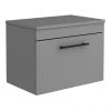 Arezzo Wall Hung Countertop Vanity Unit - Matt Grey - 600mm with Industrial Style Black Handle -Countertop Vanity Units Sales AZG6WHWBKIS p