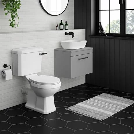 Arezzo Wall Hung Countertop Vanity Unit - Matt Grey - 600mm with Industrial Style Black Handle 5 Arezzo Wall Hung Countertop Vanity Unit - Matt Grey - 600mm with Industrial Style Black Handle - Image 3