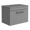 Arezzo Wall Hung Countertop Vanity Unit - Matt Grey - 600mm with Matt Black Handle -Countertop Vanity Units Sales AZG6WHWBK np