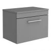 Arezzo Wall Hung Countertop Vanity Unit - Matt Grey - 600mm with Industrial Style Chrome Handle 2 Arezzo Wall Hung Countertop Vanity Unit - Matt Grey - 600mm with Industrial Style Chrome Handle -Countertop Vanity Units Sales AZG6WHWCHIS p