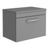 Arezzo Wall Hung Countertop Vanity Unit - Matt Grey - 600mm with Chrome Handle -Countertop Vanity Units Sales AZG6WHWCH np