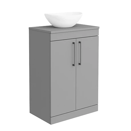 Arezzo Countertop Basin Unit - Grey with Black Handles - 600mm inc. Basin 3 Arezzo Countertop Basin Unit - Grey with Black Handles - 600mm inc. Basin