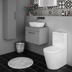 Arezzo Wall Hung Countertop Basin Unit - Grey with Black Handle - 600mm inc. Basin -Countertop Vanity Units Sales AZGWHB465 d2 460