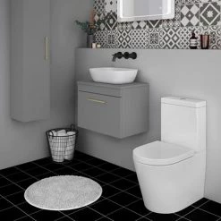 Arezzo Wall Hung Countertop Basin Unit - Grey with Brushed Brass Handle - 600mm inc. Basin 10 Arezzo Wall Hung Countertop Basin Unit - Grey with Brushed Brass Handle - 600mm inc. Basin -Countertop Vanity Units Sales AZGWHBB465 d2 460