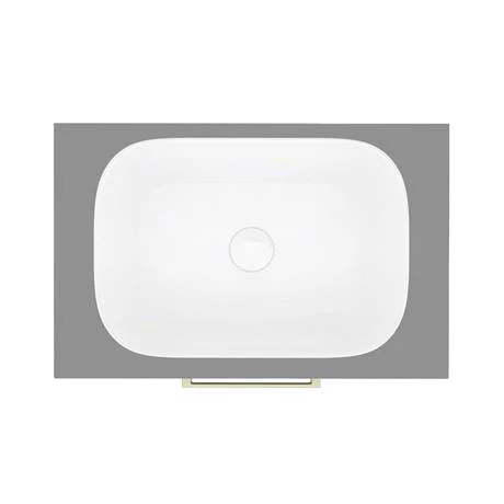 Arezzo Wall Hung Countertop Basin Unit - Grey with Brushed Brass Handle - 600mm inc. Basin 8 Arezzo Wall Hung Countertop Basin Unit - Grey with Brushed Brass Handle - 600mm inc. Basin - Image 6