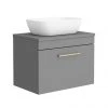 Arezzo Wall Hung Countertop Basin Unit - Grey with Brushed Brass Handle - 600mm inc. Basin 1 Arezzo Wall Hung Countertop Basin Unit - Grey with Brushed Brass Handle - 600mm inc. Basin -Countertop Vanity Units Sales AZGWHBB465 p