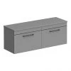 Arezzo Matt Grey Wall Hung Double Countertop Vanity Unit (1200mm w. Matt Black Handles) -Countertop Vanity Units Sales AZGWHMB12 prod