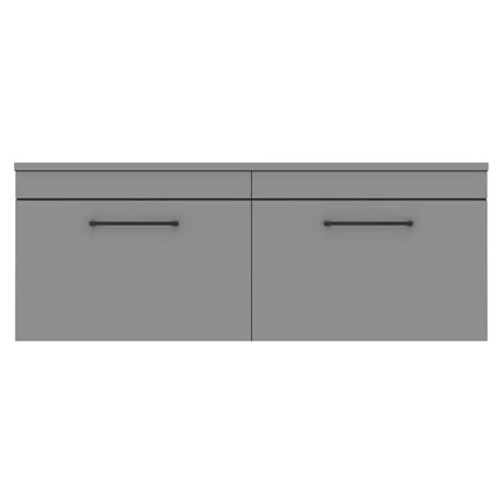 Arezzo Matt Grey Wall Hung Double Countertop Vanity Unit incl. 2 Basins (1200mm w. Matt Black Handles) 4 Arezzo Matt Grey Wall Hung Double Countertop Vanity Unit incl. 2 Basins (1200mm w. Matt Black Handles) - Image 2
