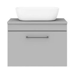 Arezzo Wall Hung Countertop Basin Unit - Grey with Black Handle - 600mm inc. Basin -Countertop Vanity Units Sales AZGWHMB465 d4 460