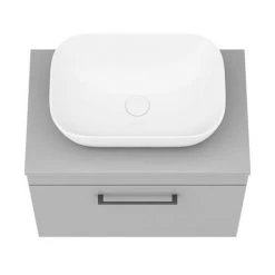 Arezzo Wall Hung Countertop Basin Unit - Grey with Black Handle - 600mm inc. Basin -Countertop Vanity Units Sales AZGWHMB465 d5 460