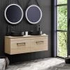 Arezzo Rustic Oak Wall Hung Double Countertop Vanity incl. 2 Matt Black Basins (1200mm w. Black Handles) 1 Arezzo Rustic Oak Wall Hung Double Countertop Vanity incl. 2 Matt Black Basins (1200mm w. Black Handles) -Countertop Vanity Units Sales AZOWHMB12RBB p