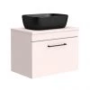 Arezzo Wall Hung Countertop Basin Unit - Pink with Matt Black Handle - 600mm inc. Black Basin -Countertop Vanity Units Sales AZP6WHWBKB465 p