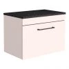 Arezzo Wall Hung Countertop Vanity Unit - Matt Pink - 600mm with Black Worktop & Matt Black Handle