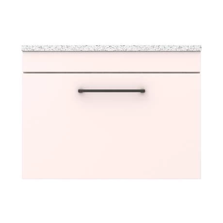 Arezzo Wall Hung Countertop Vanity Unit - Matt Pink - 600mm with White Worktop & Matt Black Handle 7 Arezzo Wall Hung Countertop Vanity Unit - Matt Pink - 600mm with White Worktop & Matt Black Handle - Image 5