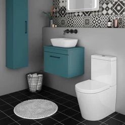 Arezzo Wall Hung Countertop Vanity Unit - Matt Green - 600mm with Matt Black Handle 7 Arezzo Wall Hung Countertop Vanity Unit - Matt Green - 600mm with Matt Black Handle -Countertop Vanity Units Sales AZTG6WHWBK d2 460