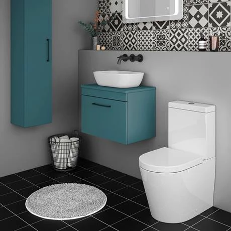 Arezzo Wall Hung Countertop Vanity Unit - Matt Green - 600mm with Matt Black Handle 5 Arezzo Wall Hung Countertop Vanity Unit - Matt Green - 600mm with Matt Black Handle - Image 3