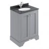 Bayswater Plummett Grey 600mm 2 Door Vanity Unit & 1TH Black Marble Basin Top -Countertop Vanity Units Sales BAYF101 BAYC221 P