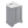 Bayswater Plummett Grey 600mm 2 Door Vanity Unit & 1TH White Marble Basin Top -Countertop Vanity Units Sales BAYF101 BAYC222 P