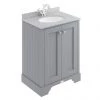 Bayswater Plummett Grey 600mm 2 Door Vanity Unit & 1TH Grey Marble Basin Top -Countertop Vanity Units Sales BAYF101 BAYC223 P
