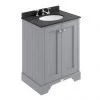 Bayswater Plummett Grey 600mm 2 Door Vanity Unit & 3TH Black Marble Basin Top -Countertop Vanity Units Sales BAYF101 BAYC224 P