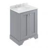 Bayswater Plummett Grey 600mm 2 Door Vanity Unit & 3TH White Marble Basin Top -Countertop Vanity Units Sales BAYF101 BAYC225 P
