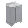 Bayswater Plummett Grey 600mm 2 Door Vanity Unit & 3TH Grey Marble Basin Top -Countertop Vanity Units Sales BAYF101 BAYC226 P