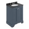 Bayswater Stiffkey Blue 600mm 2 Door Vanity Unit & 3TH Black Marble Basin Top -Countertop Vanity Units Sales BAYF102 BAYC224 P
