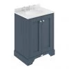 Bayswater Stiffkey Blue 600mm 2 Door Vanity Unit & 3TH White Marble Basin Top -Countertop Vanity Units Sales BAYF102 BAYC225 P