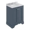 Bayswater Stiffkey Blue 600mm 2 Door Vanity Unit & 3TH Grey Marble Basin Top -Countertop Vanity Units Sales BAYF102 BAYC226 P